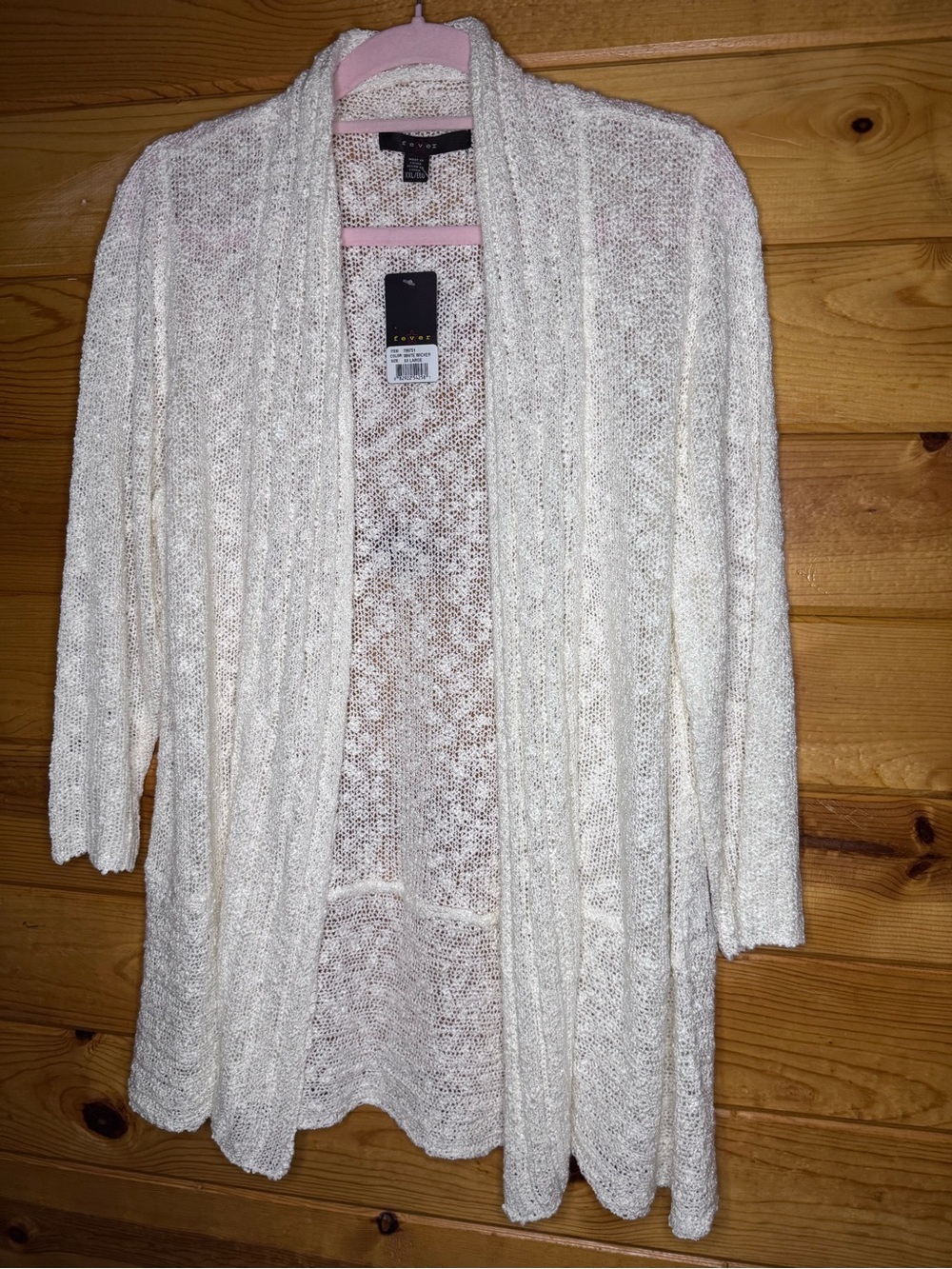 Fever Open-Front Cream Knit Cardigan